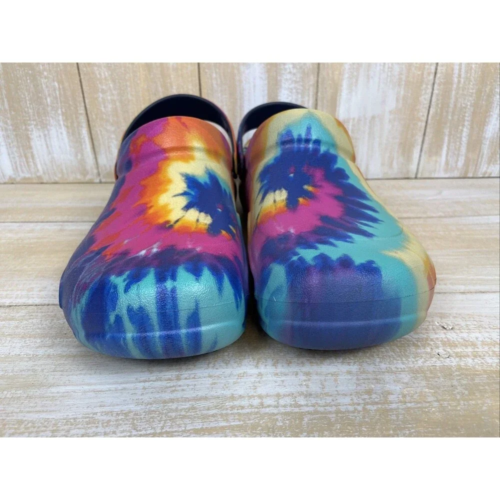 Crocs Bistro Multicolor Tie Dye Graphic Clogs Adult Size 14M Slip Resistant EUC